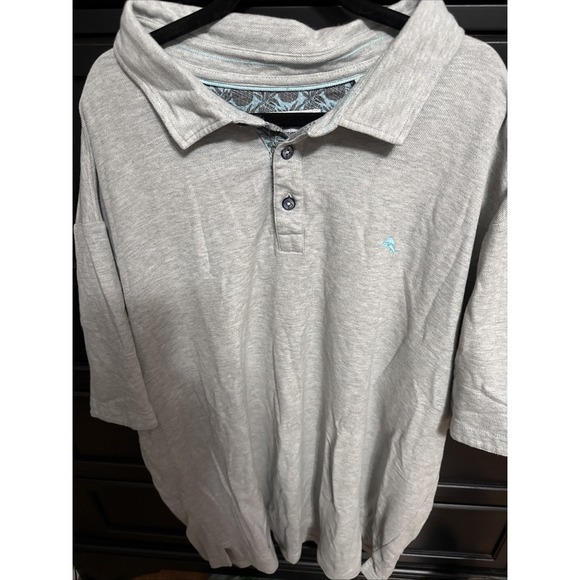 Tommy Bahama Shirt‎ Adult 2XLB Gray Short Sleeve Casual Polo Marlin Logo Men's - Picture 4 of 5